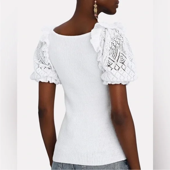 Intermix Bonnie Lace Puff Sleeve Ribbed - Picture 2 of 5